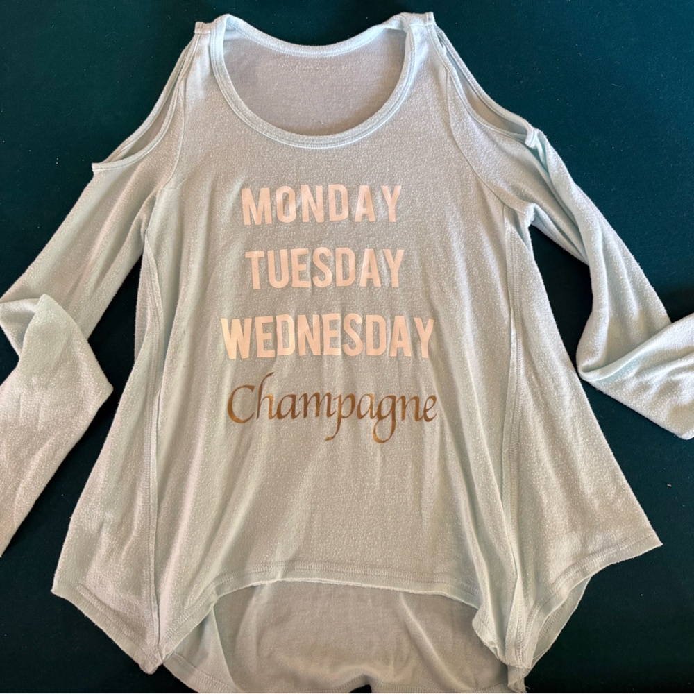 Light Blue Long Sleeve Cold Shoulder Tee